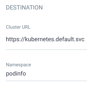 Argo CD - New App - Destination