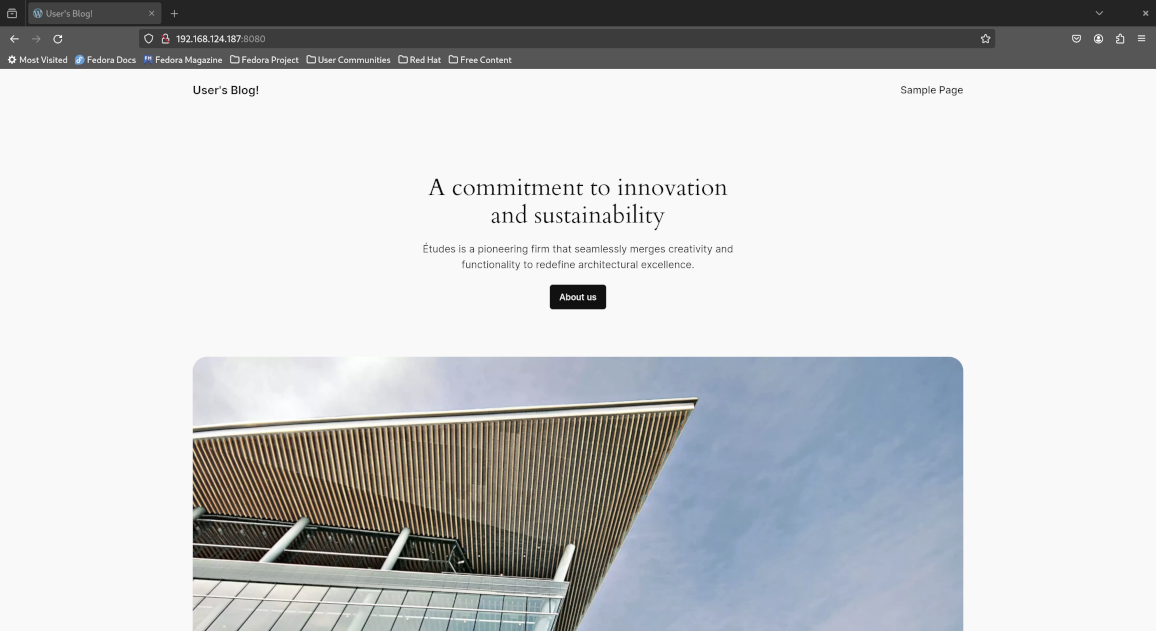 WordPress homepage